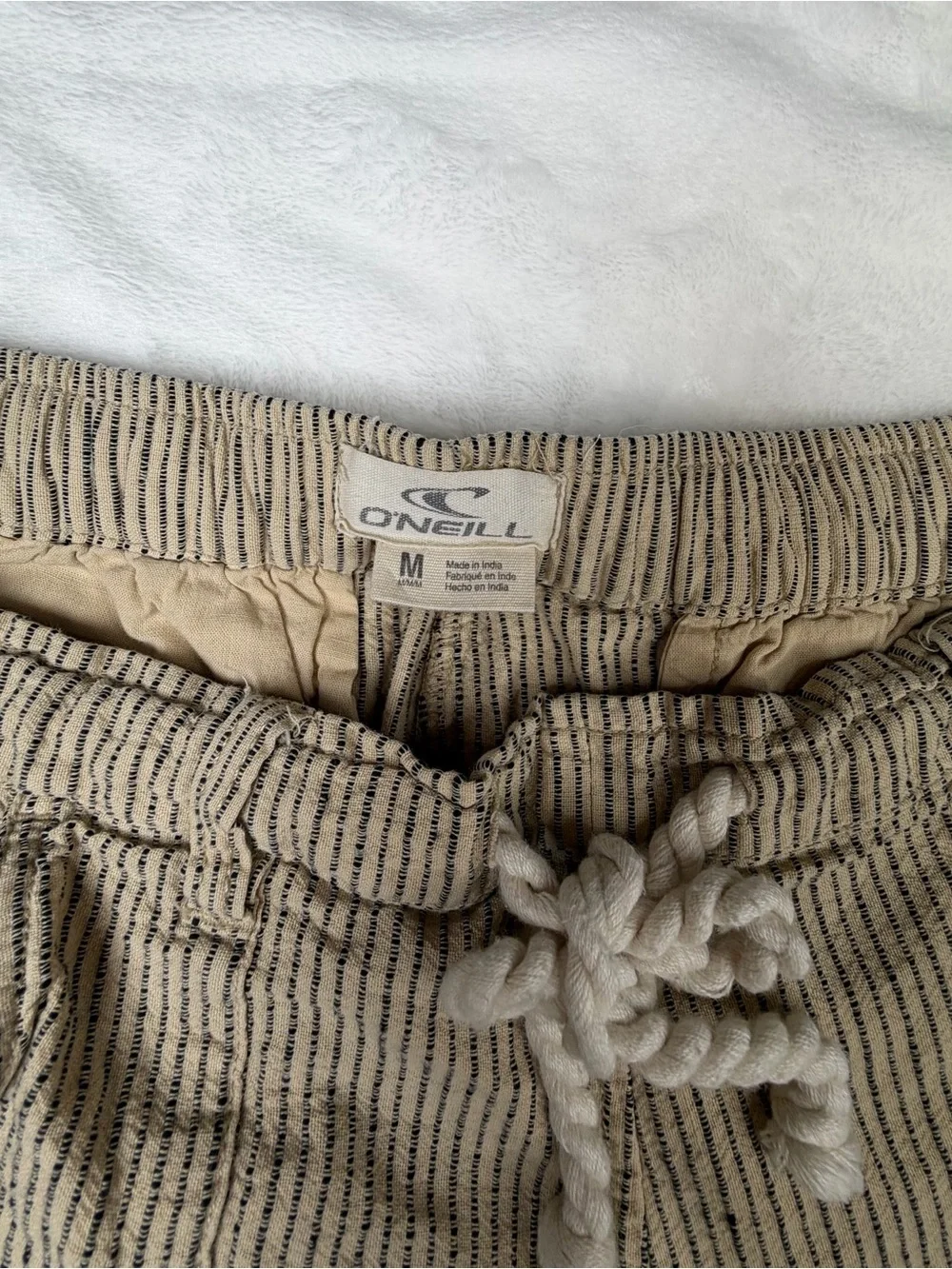 O'Neill Beige Striped Drawstring Women's Athletic Shorts